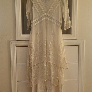 Nataya vintage Styled Wedding Dress or Tea dress, layered, White, Small